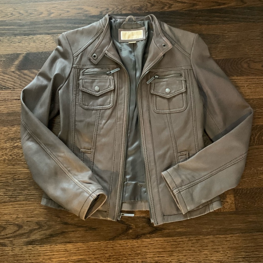 Michael Kors Leather Moto Jacket | Size S